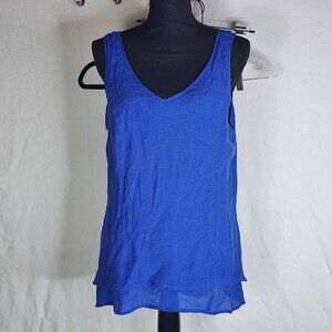 AB Studio Cobalt Rayon Poly Seersucker Material Sleeveless Layered Top Size XL